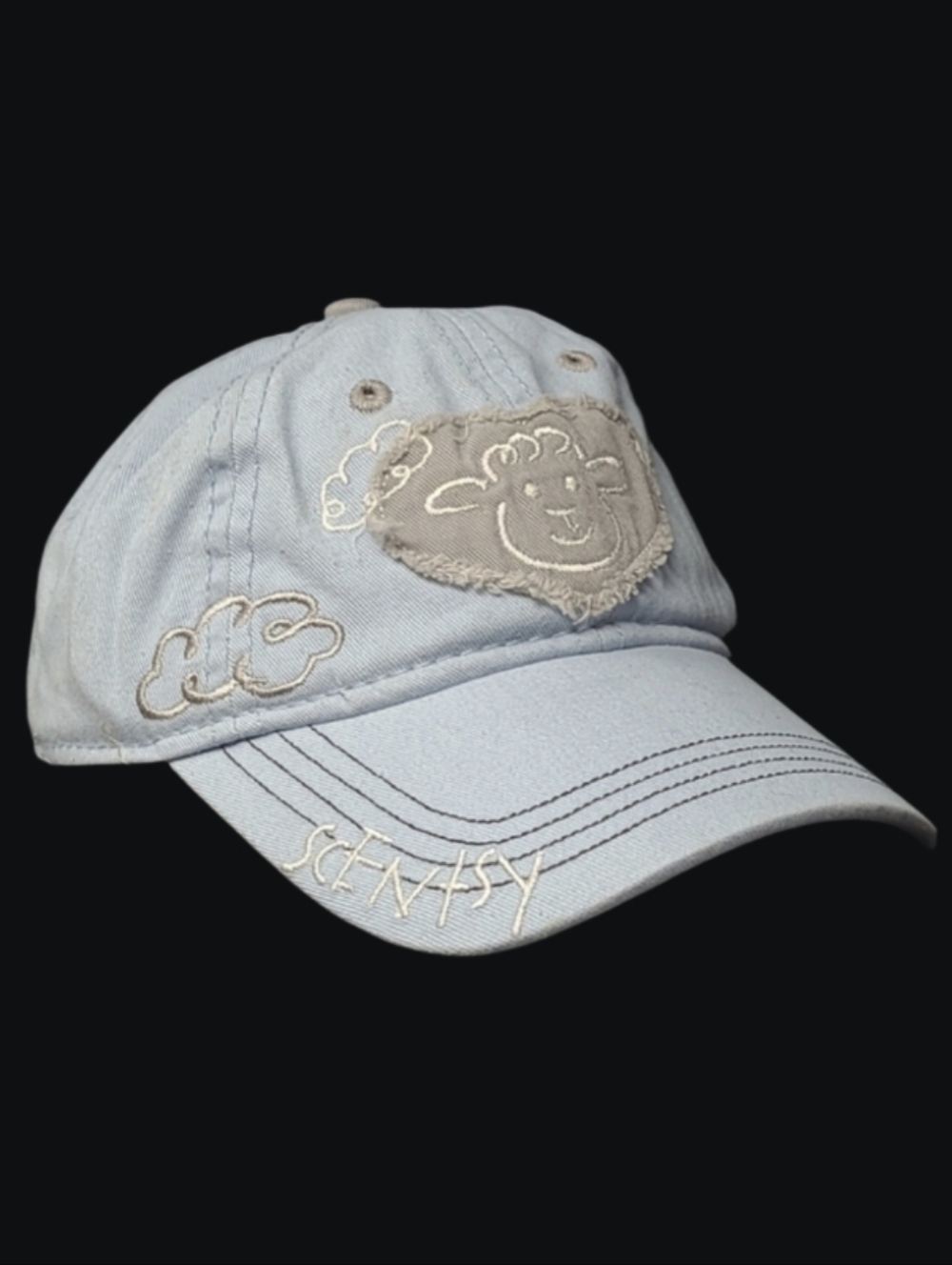 NWT - CHILDS SCENTSY BUDDY LENNY THE LAMB BASEBALL STYLE CAP LIGHT BLUE